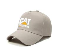 QUIFUN Vintage Trucker Hat Men Cotton Ca.ter-pillar, Plain Hats Unisex Adjustable Cotton, Adjustable Sport Cap For Outdoor Men, Hats(Light Grey)
