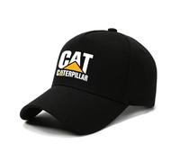 QUIFUN Vintage Trucker Hat Men Cotton Ca.ter-pillar, Plain Hats Unisex Adjustable Cotton, Adjustable Sport Cap For Outdoor Men, Hats(Black)