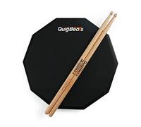 QuigBeats Drum Pad & Premium Drum Sticks, Silent Drum Practice Pad with Pitch Matched 5A Drumsticks, 12 Inch Single Side Practice Drum Pad - Dark Night Pad&5A-A