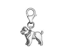 Quiges 3D Bull Dog Clip On Charm Pendant Silver Plated Women's Jewellery