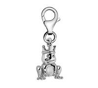 Quiges 3D Frog Prince Charming Clip On Charm Pendant Silver Plated Women's Jewellery