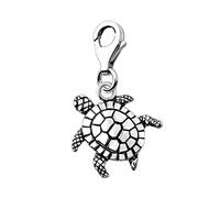 Quiges 3D Sea Turtle Clip On Charm Pendant Silver Plated Women's Jewellery