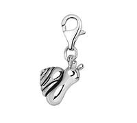 Quiges 3D Snail Clip On Charm Pendant Silver Plated Women's Jewellery