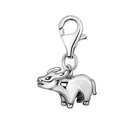 Quiges 3D Taurus Zodiac Sign Clip On Charm Pendant Silver Plated Women's Jewellery