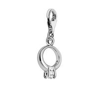 Quiges 3D Wedding Ring Clip On Charm Pendant with Cubic Zirconia Silver Plated Women's Jewellery