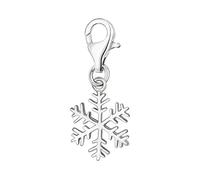 Quiges 3D Winter Snowflake Clip On Charm Pendant Silver Plated Women's Jewellery