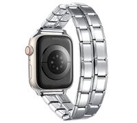 Quiges - 9 mm Italian Style Module Bracelet Stainless Steel Shiny Double Band - 42/44/45 mm - Suitable for Apple Watch - Series 1/2/3/4/5/6/7/8/9/SE