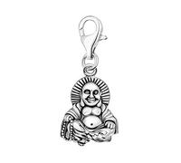 Quiges 925 Sterling Silver 3D Buddha Lobster Clasp Charm Clip on Pendant