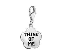 Quiges 925 Sterling Silver 3D Clover Think of Me Lobster Clasp Charm Clip on Pendant