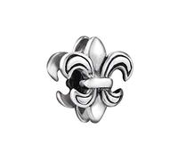 Quiges 925 Sterling Silver 3D Fleur de Lys Symbol France Charms Bead for Bracelet Woman Girl