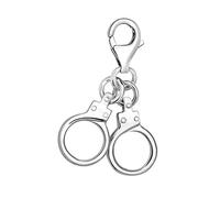 Quiges 925 Sterling Silver 3D Handcuffs Lobster Clasp Charm Clip on Pendant
