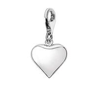 Quiges 925 Sterling Silver 3D Heart Lobster Clasp Charm Clip on Pendant