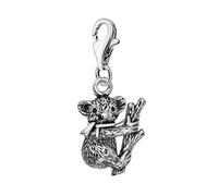 Quiges 925 Sterling Silver 3D Koala Bear on Branch Lobster Clasp Charm Clip on Pendant