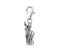 Quiges 925 Sterling Silver America Statue of Liberty Lobster Clasp Charm Clip on Pendant