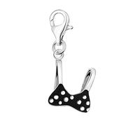 Quiges 925 Sterling Silver Black Enamel 3D Bikini Top Lobster Clasp Charm Clip on Pendant