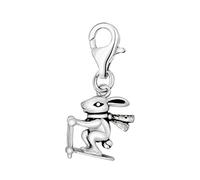 Quiges 925 Sterling Silver Christmas Spirit Clip On Lobster Clasp Charm Pendant