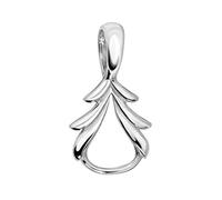 Quiges 925 Sterling Silver Necklace Leaf Shape Loop Carrier for Clip On Charm Pendants