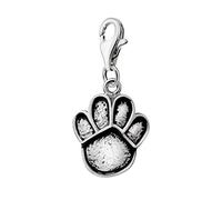 Quiges 925 Sterling Silver Paw Print Lobster Clasp Charm Clip on Pendant