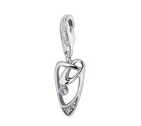 Quiges 925 Sterling Silver White Cubic Zirconia Abstract Shape Lobster Clasp Charm Clip on Pendant
