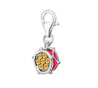 Quiges 925 Sterling Silver Yellow CZ and Enamel 3D Music Instrument Drum Lobster Clasp Charm Clip on Pendant