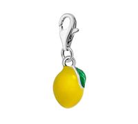 Quiges 925 Sterling Silver Yellow Enamel Fruit Lemon Lobster Clasp Charm Clip on Pendant