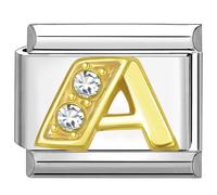 Quiges - 9mm Italian Style Charm Link Module Stainless Steel Alphabet Letter A for Italian Style Bracelets