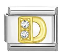 Quiges - 9mm Italian Style Charm Link Module Stainless Steel Alphabet Letter D for Italian Style Bracelets
