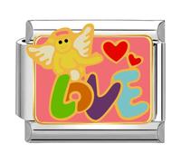 Quiges - 9mm Italian Style Charm Link Module Stainless Steel Angel with love heart for Italian Style Bracelets