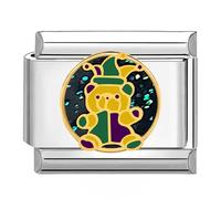 Quiges - 9mm Italian Style Charm Link Module Stainless Steel Bear Whith Present for Italian Style Bracelets