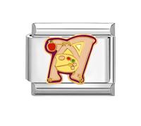 Quiges - 9mm Italian Style Charm Link Module Stainless Steel Colorful Alphabet Letter A for Italian Style Bracelets