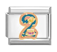Quiges - 9mm Italian Style Charm Link Module Stainless Steel Colorful Number 2 for Italian Style Bracelets