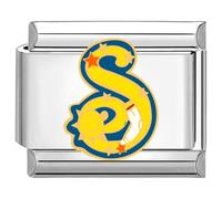 Quiges - 9mm Italian Style Charm Link Module Stainless Steel Colourful Alphabet S for Italian Style Bracelets