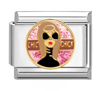 Quiges - 9mm Italian Style Charm Link Module Stainless Steel cool chic chick for Italian Style Bracelets