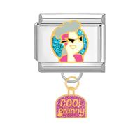 Quiges - 9mm Italian Style Charm Link Module Stainless Steel Cool Grandmother Hanger for Italian Style Bracelets