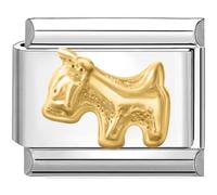 Quiges - 9mm Italian Style Charm Link Module Stainless Steel Golden Doggy for Italian Style Bracelets