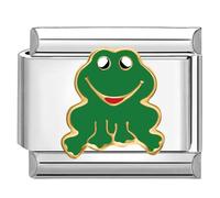 Quiges - 9mm Italian Style Charm Link Module Stainless Steel Happy Frog for Italian Style Bracelets