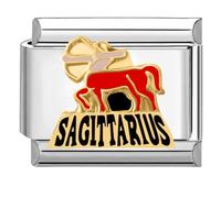 Quiges - 9mm Italian Style Charm Link Module Stainless Steel Horoscope Sagittarius for Italian Style Bracelets