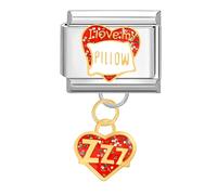 Quiges - 9mm Italian Style Charm Link Module Stainless Steel i Love My Pillow for Italian Style Bracelets