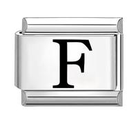 Quiges - 9mm Italian Style Charm Link Module Stainless Steel Laser Alphabet Letter F for Italian Style Bracelets
