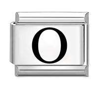 Quiges - 9mm Italian Style Charm Link Module Stainless Steel Laser Alphabet Letter O for Italian Style Bracelets