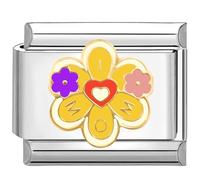 Quiges - 9mm Italian Style Charm Link Module Stainless Steel Love Flowers for Mom for Italian Style Bracelets