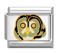 Quiges - 9mm Italian Style Charm Link Module Stainless Steel Owl for Italian Style Bracelets