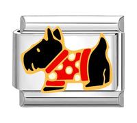Quiges - 9mm Italian Style Charm Link Module Stainless Steel Scottish Terrier for Italian Style Bracelets
