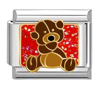 Quiges - 9mm Italian Style Charm Link Module Stainless Steel Teddy Bear for Italian Style Bracelets Nomination