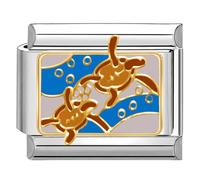 Quiges - 9mm Italian Style Charm Link Module Stainless Steel Turtle for Italian Style Bracelets