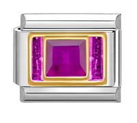 Quiges - 9mm Italian Style Charm Link Module Stainless Steel Violet Stone for Italian Style Bracelets