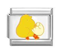 Quiges - 9mm Italian Style Charm Link Module Stainless Steel Yellow Chick for Italian Style Bracelets