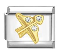 Quiges - 9mm Italian Style Charm Link Module Stainless Steel Zirconia horoscope Sagittarius for Italian Style Bracelets