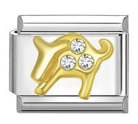 Quiges - 9mm Italian Style Charm Link Module Stainless Steel Zirconia horoscope Taurus for Italian Style Bracelets