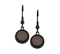 Quiges Black Stainless Steel 12mm Mini Coin Drop Earring and Crystal Brown Glitter Coin with Fishhook Closure